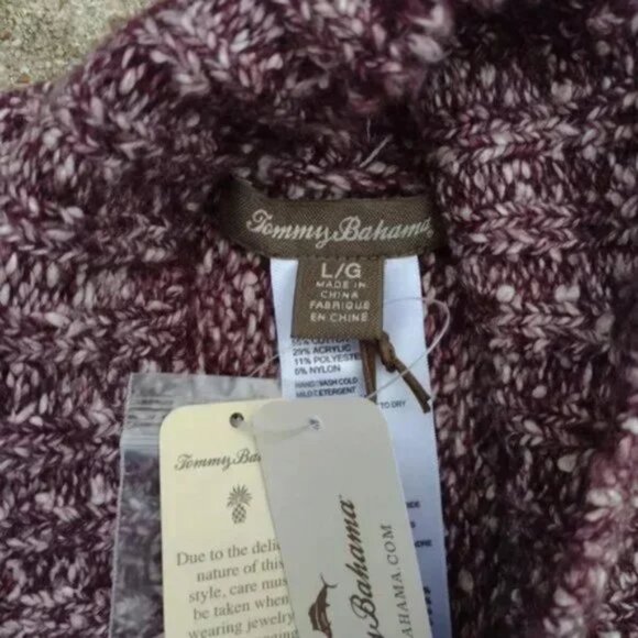 Tommy Bahama Shipley Cardigan Purple L Open Front Cascade Hem Cotton Blend NWT - Picture 3 of 7